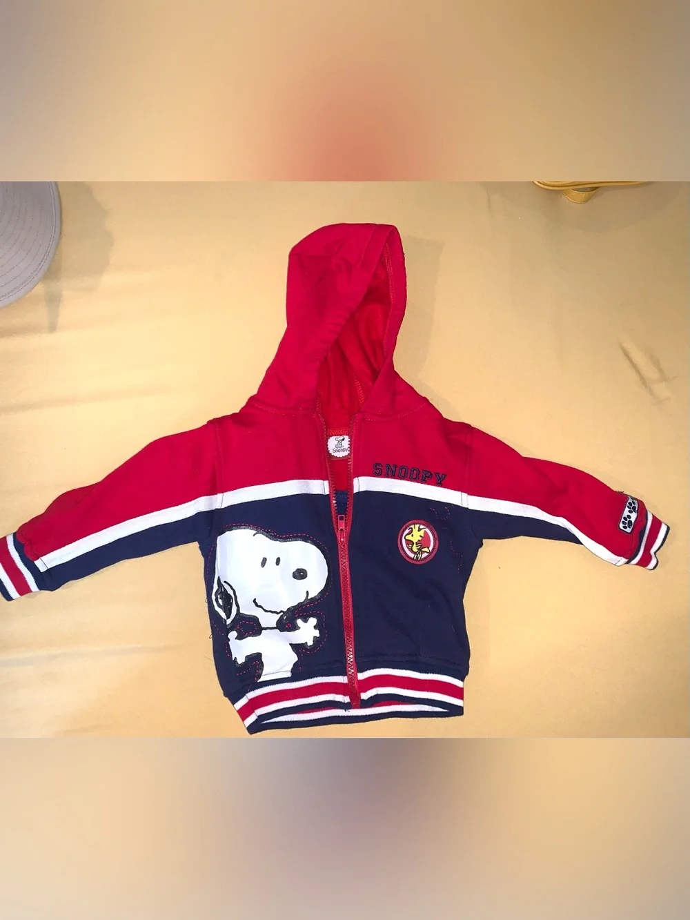 Vintage Snoopy Y2k zip up hoodie Red White and Blue striped 18 months